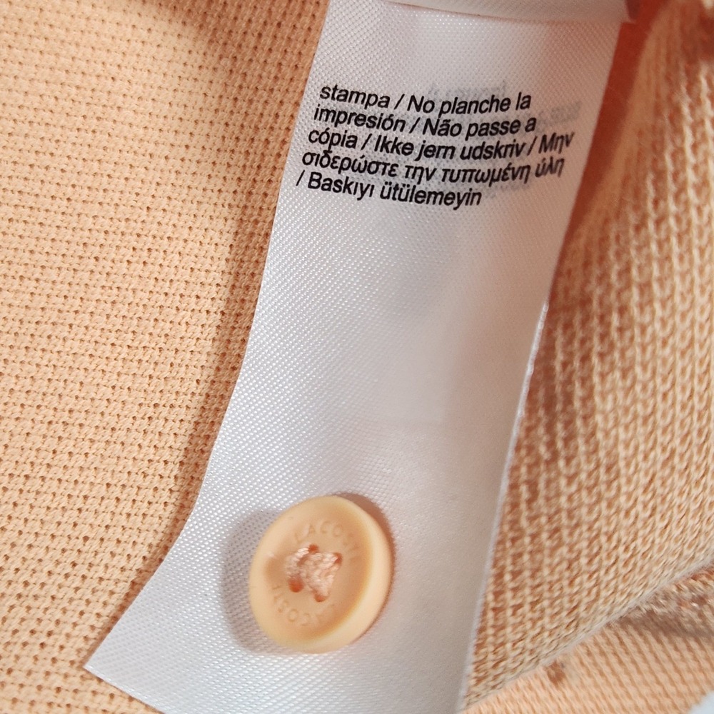 Lacoste Polo Shirt Mens Medium Peach Cotton Graphic Crocodile PH9739 Regular Fit - Picture 8 of 10